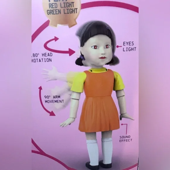 15 inch Table Top Squid Game Red Light Green Light Young Hee Doll w/ Remote - Picture 3 of 5